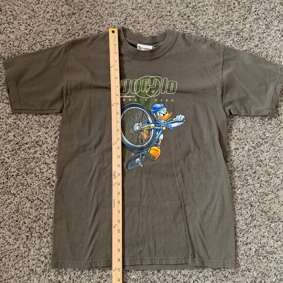 Vintage Disney Donald Duck Bike Graphic T-Shirt Kids XL Brown 100% Cotton - Picture 6 of 7